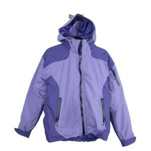 LL Bean Purple Polyester Nylon Removable Lining Zip Up Hooded Jacket Size M